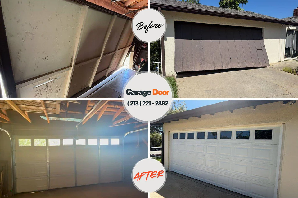 Before and after: garage door repair Oakdale, MN